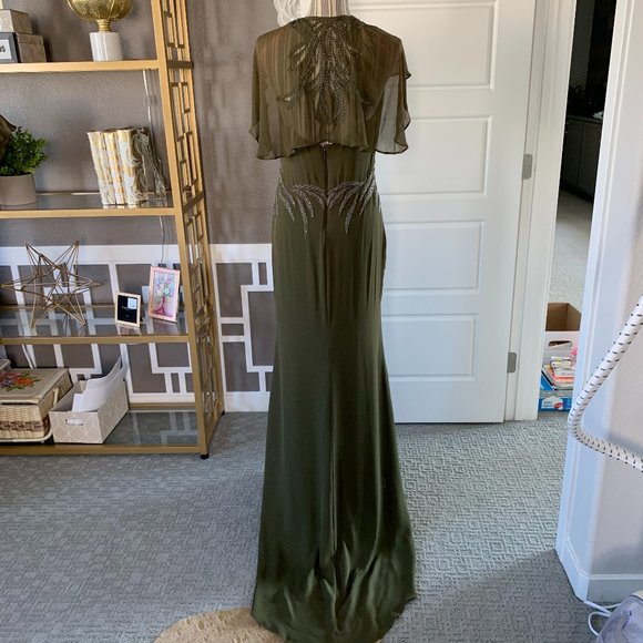 Haute Hippie Shaded Palm Bead Silk Gown NWT - Picture 4 of 12